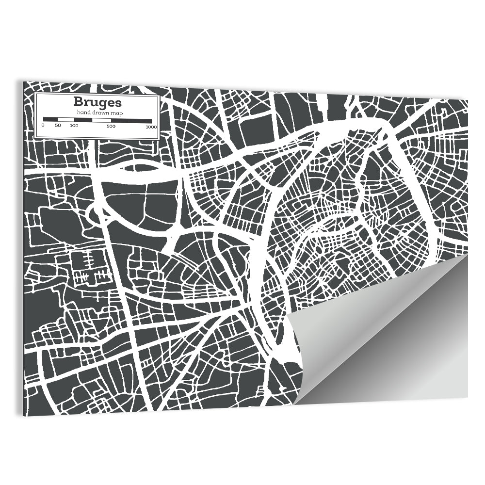 Bruges Canal Map Wall Art