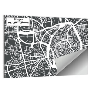 Bruges City Map Wall Art