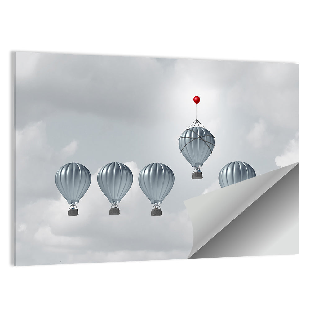 Hot Air Balloon Race with Red Accent Wall Art