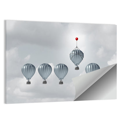 Hot Air Balloon Race with Red Accent Wall Art