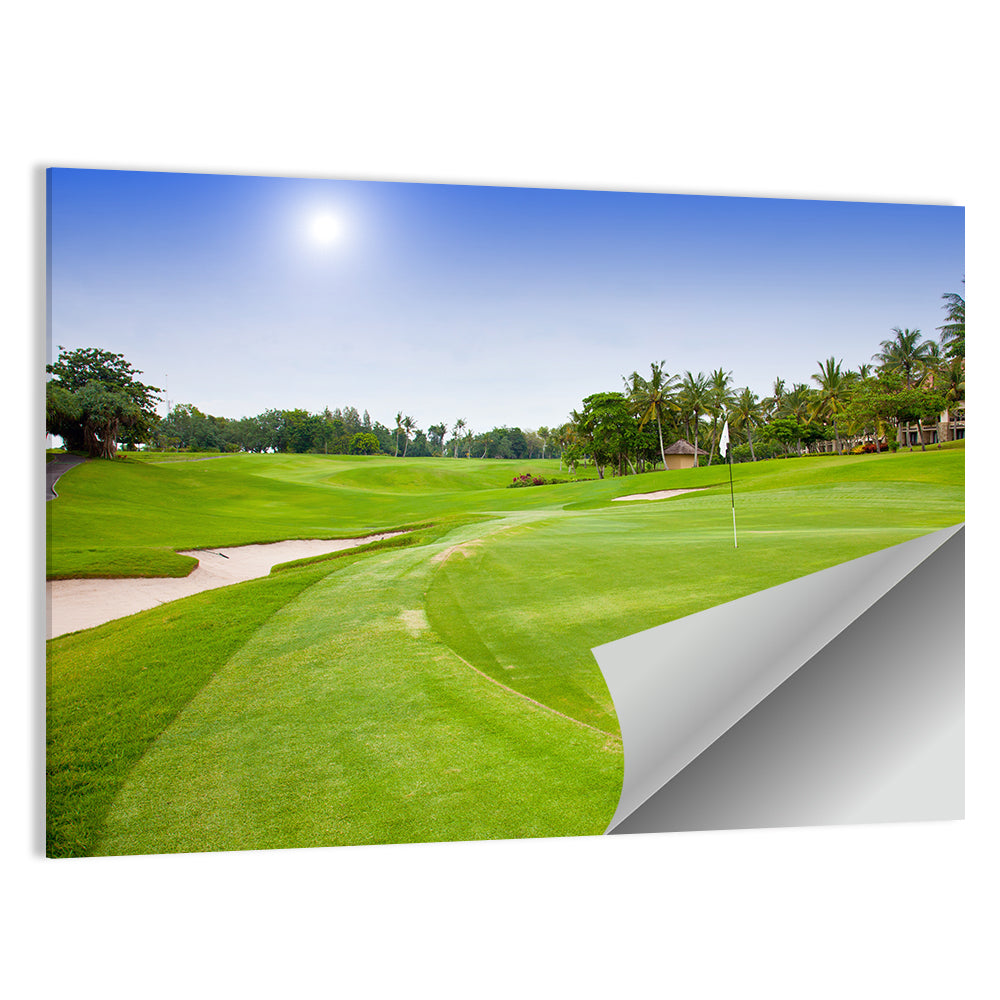 Sunny Putting Green with Palm Trees Wall Art