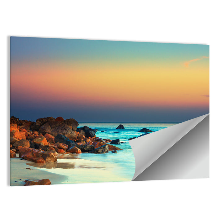 Sunset Over Volcanic Shoreline Wall Art as a poster print