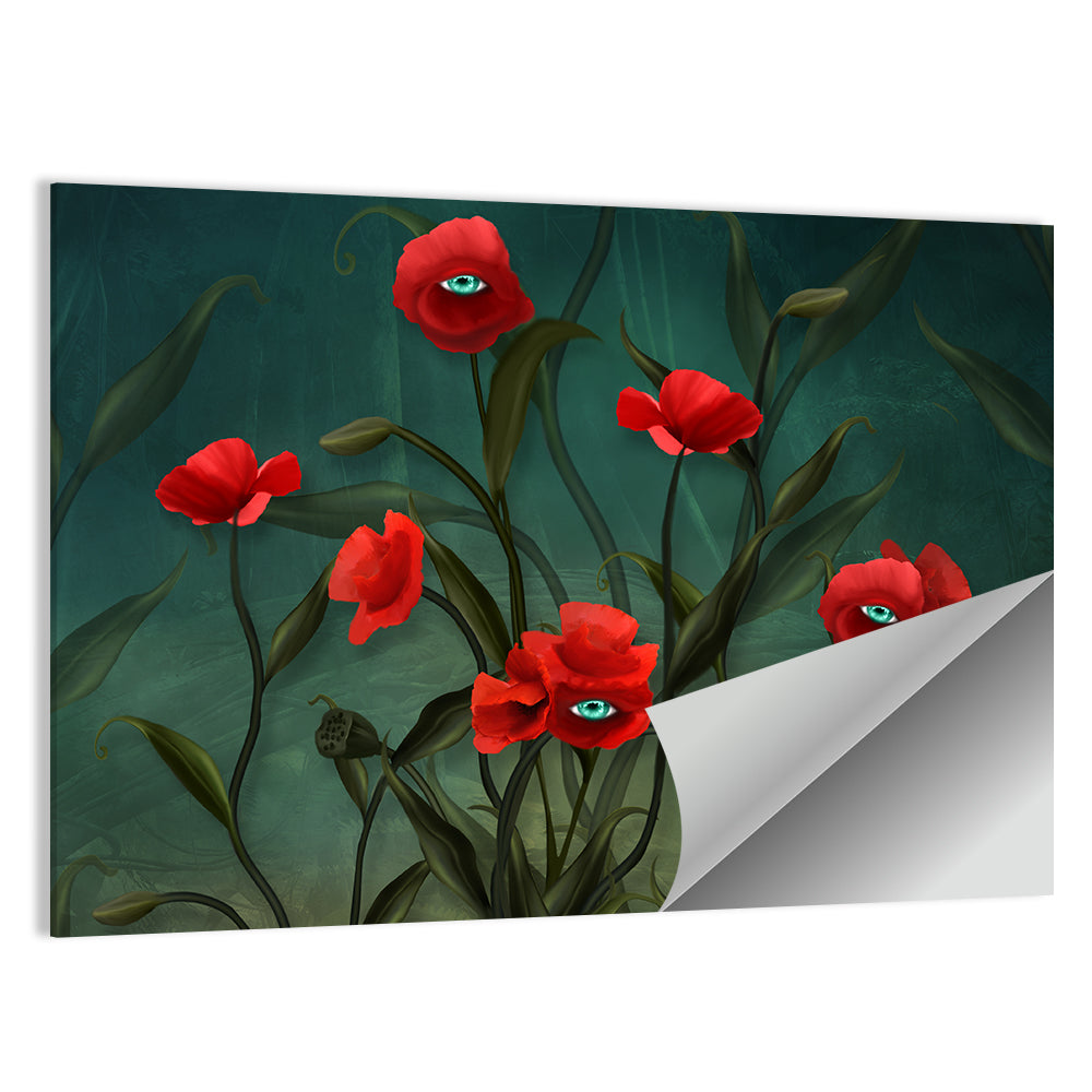 Surreal Poppies with Eyes Wall Art