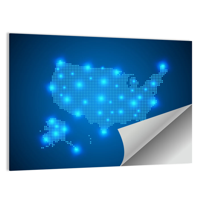 United States Digital Network Map Wall Art as a poster print