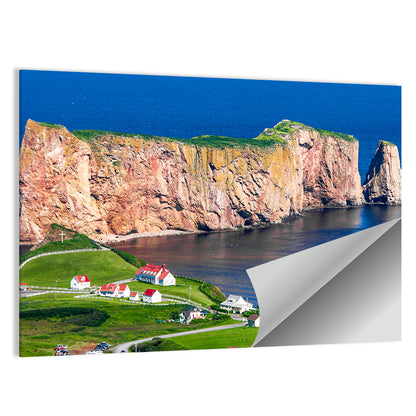 Percé Rock and Coastal Village, Quebec Wall Art
