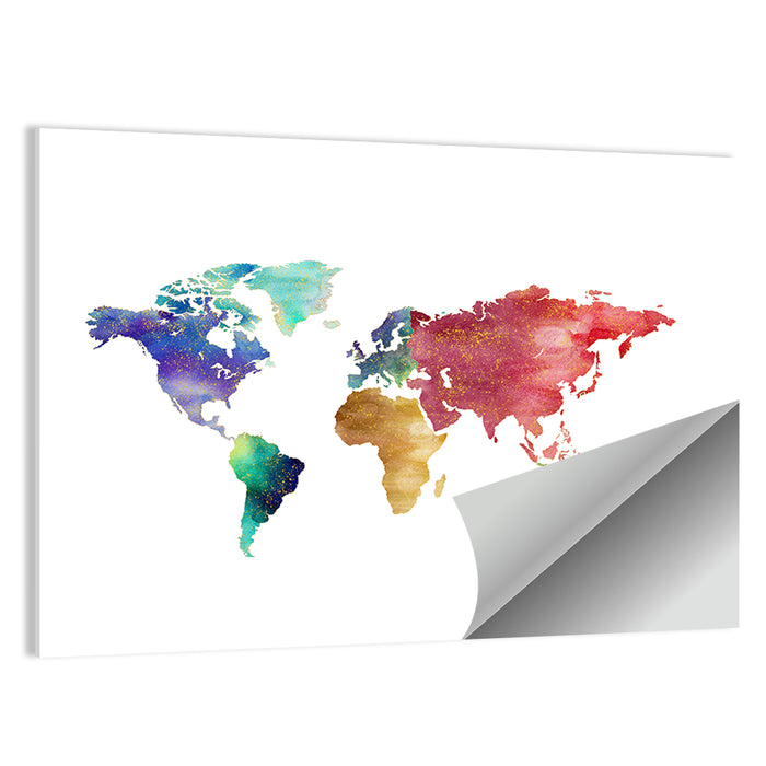 Watercolor World Map Wall Art as a poster print
