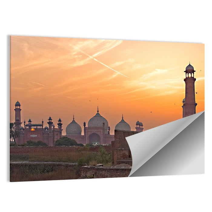 Badshahi Mosque at Golden Dusk Wall Art as a poster print