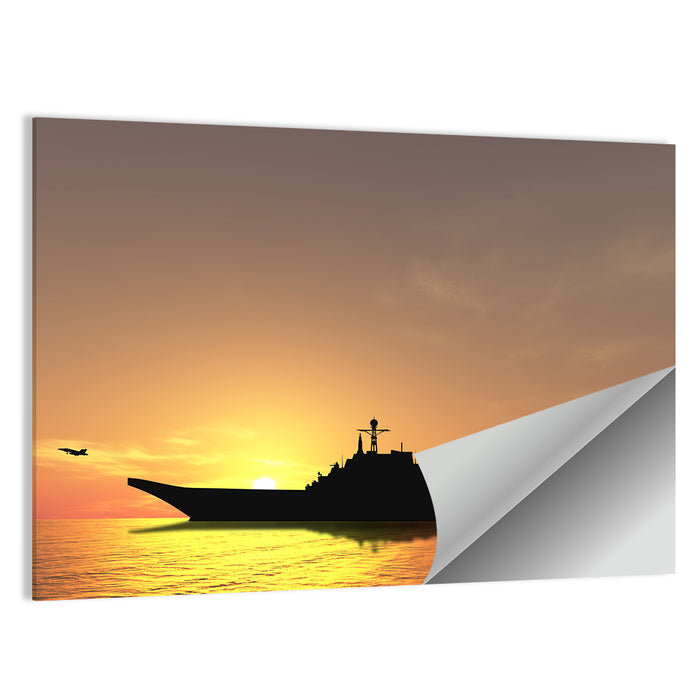 Aircraft Carrier at Sunset Wall Art as a poster print