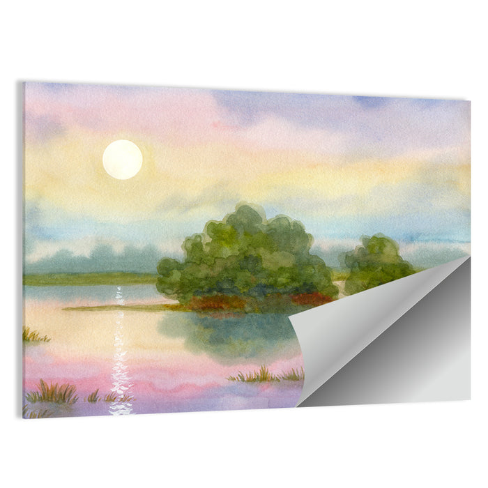Golden Hour Sunrise Over Lake Wall Art as a poster print