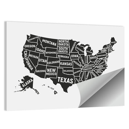 United States Map Silhouette Wall Art