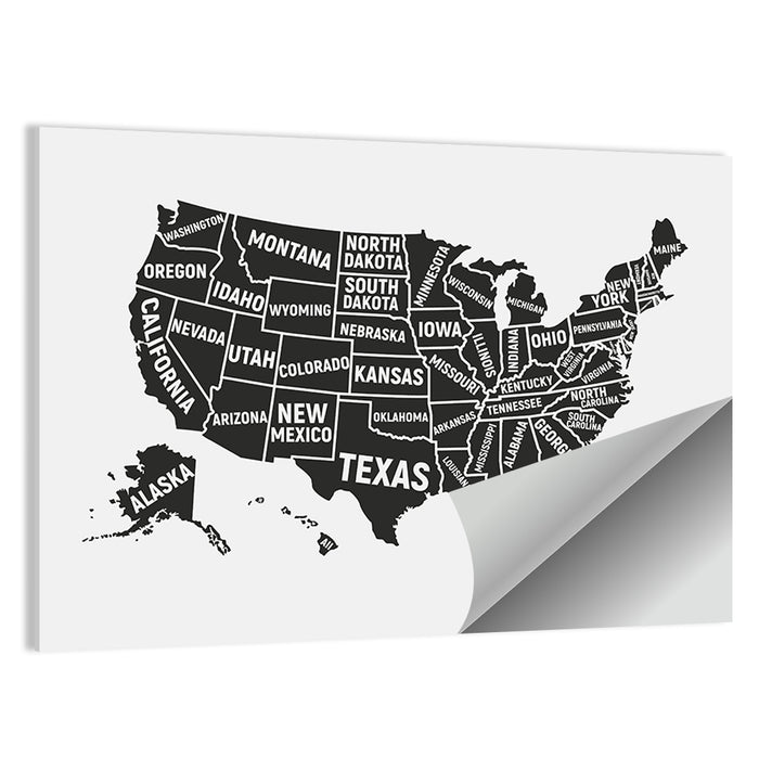 United States Map Silhouette Wall Art as a poster print