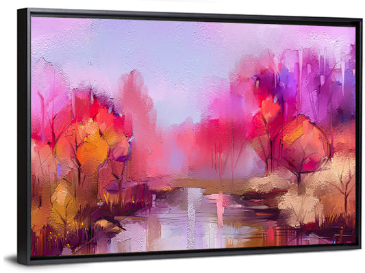 Autumn Forest Reflection Oil Painting Wall Art