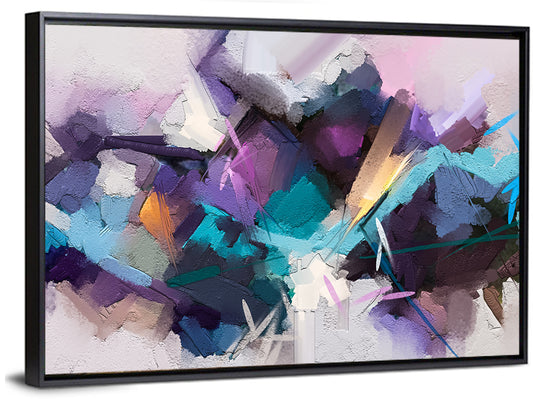 Impasto Texture Abstract in Purple and Teal Wall Art