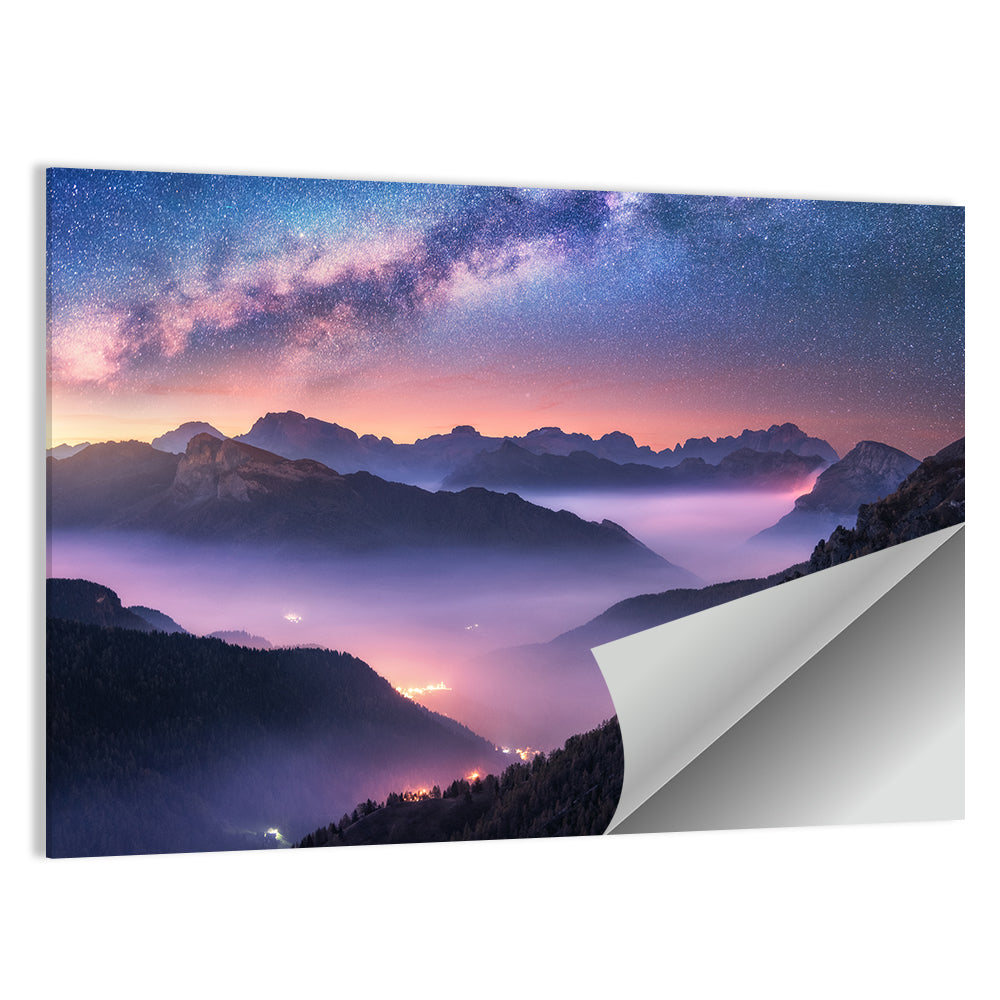 Misty Italian Mountains Under the Milky Way Wall Art