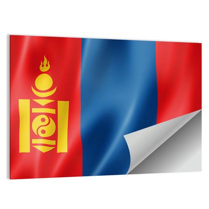 Mongolian Flag with Soyombo Emblem Wall Art