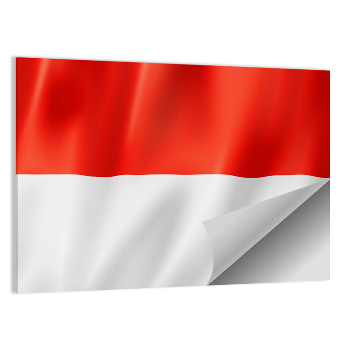 Indonesian Flag Waving Red and White Wall Art as a poster print