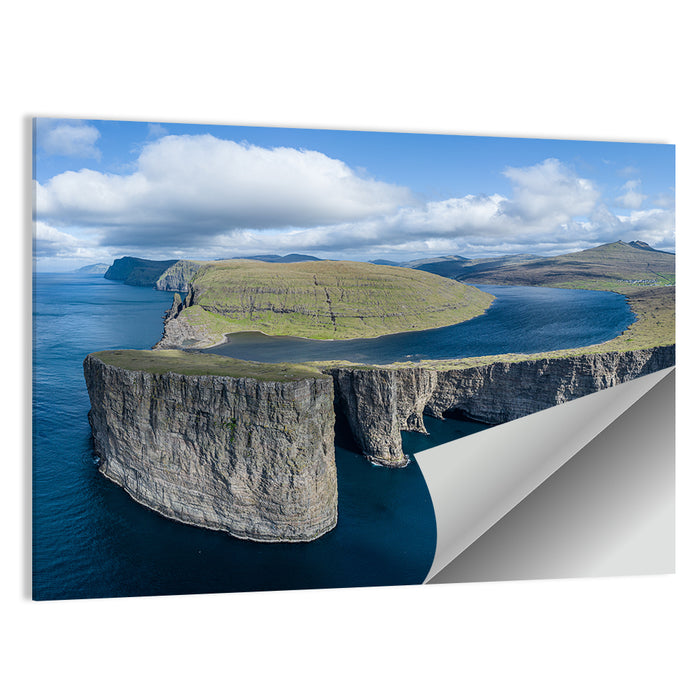 Sørvágsvatn Lake and Tralanipan Cliffs Wall Art as a poster print