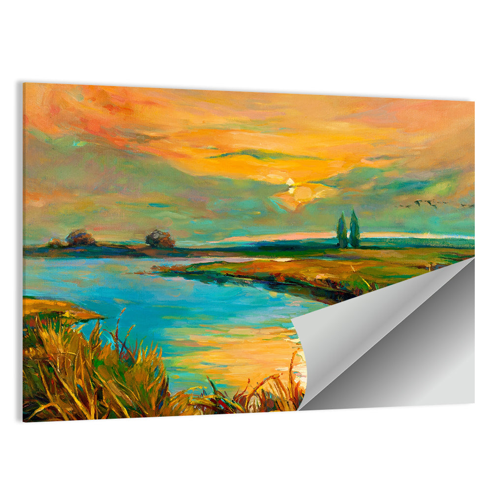 Rural Lake at Sunset Wall Art