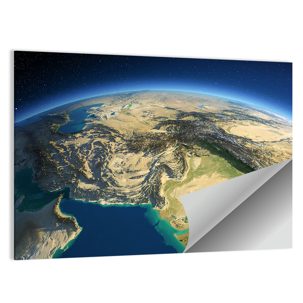South Asia Topographic Map Wall Art