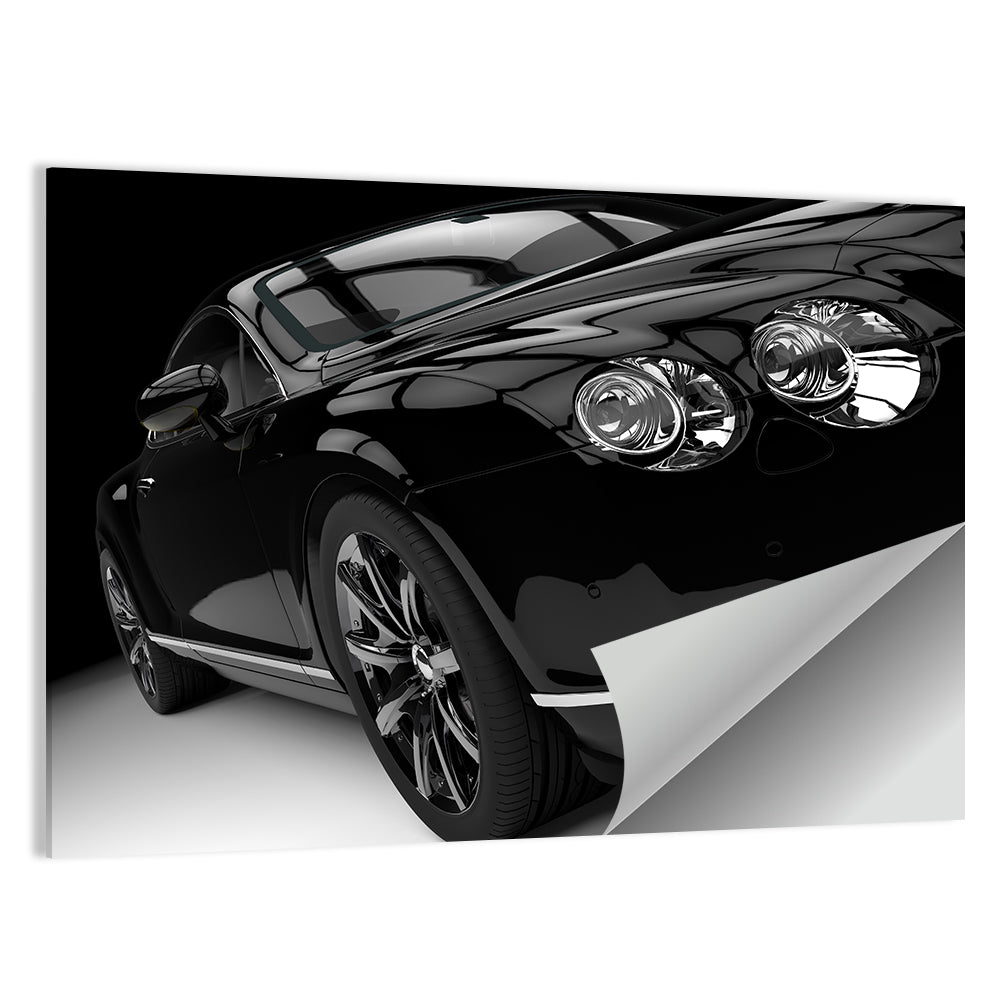 Black Luxury Car Close-up Wall Art