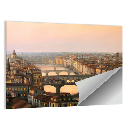 Florence Sunset Over Ponte Vecchio Wall Art