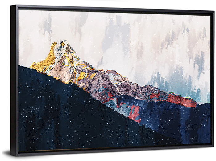 Textured Mountain Peaks Wall Art as a framed canvas