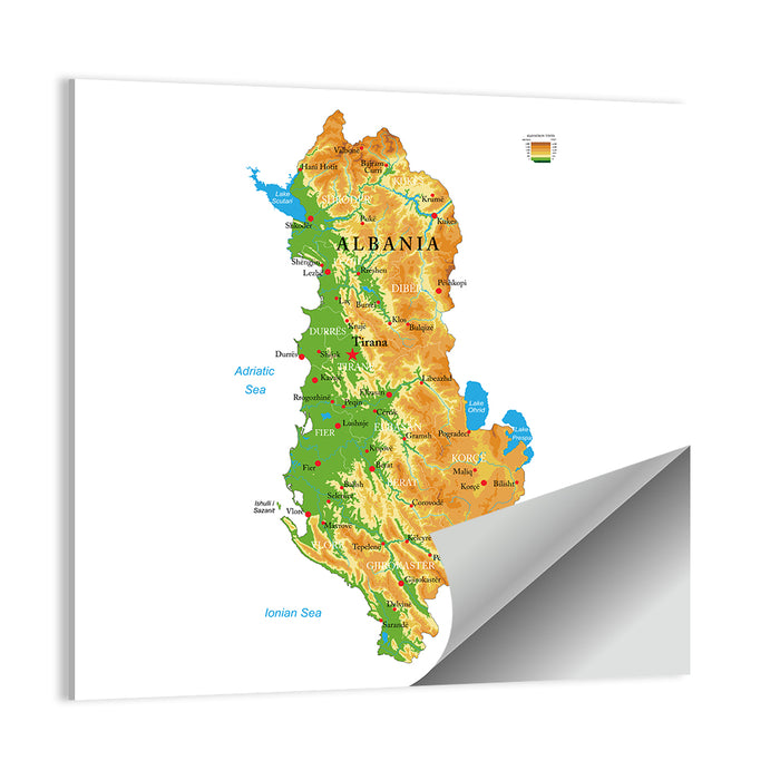 Albania Terrain Map Wall Art as a poster print