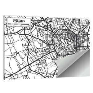 Milan City Map Wall Art