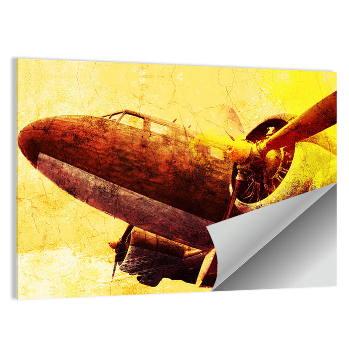 Grunge Military Propeller Plane Wall Art as a poster print
