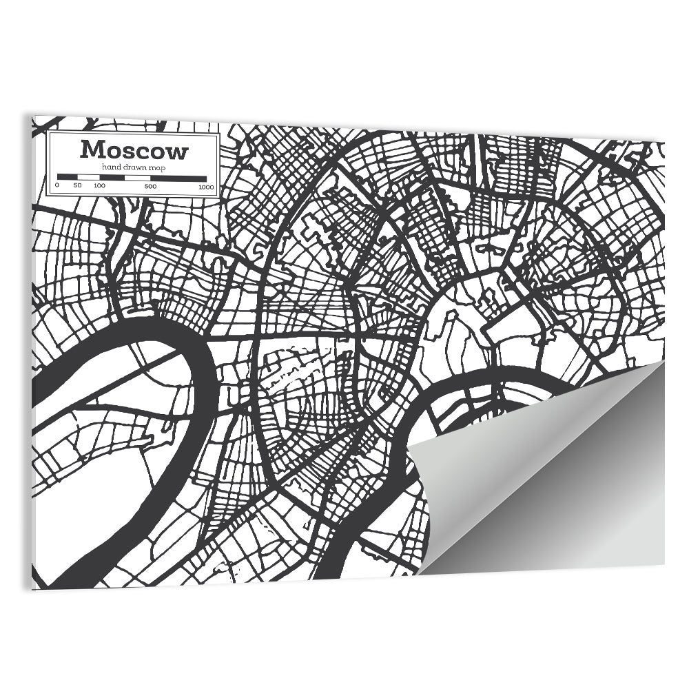 Minimalist Moscow City Map Wall Art