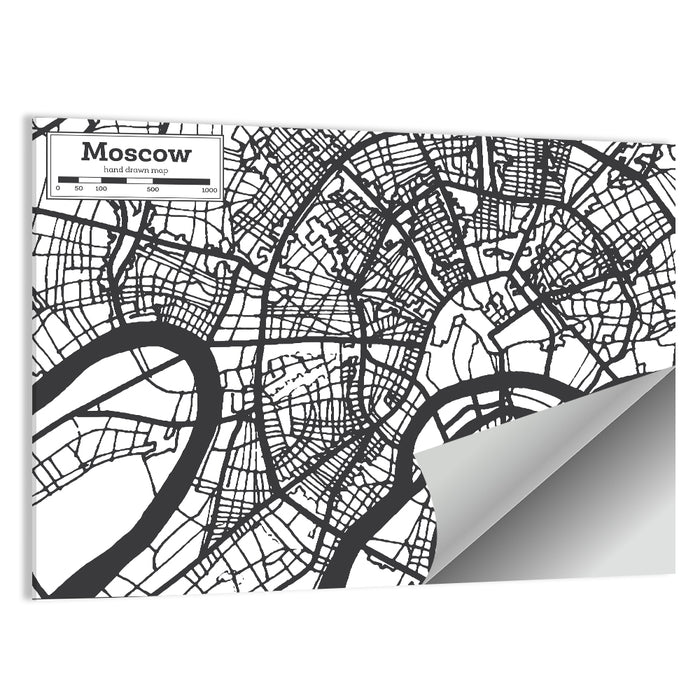 Minimalist Moscow City Map Wall Art as a poster print