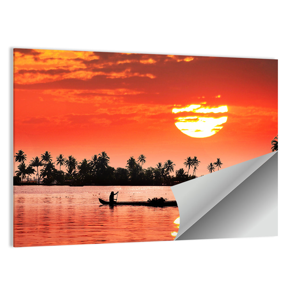 Boat and Fisherman Silhouette Wall Art