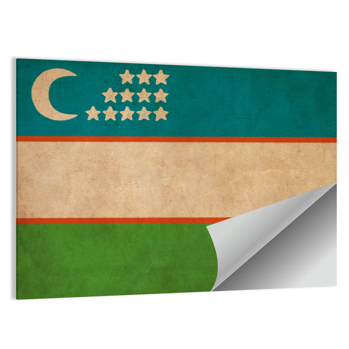 Uzbekistan Flag with Crescent and Stars Wall Art as a poster print