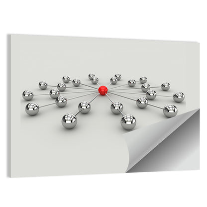 Radial Network with Red Hub Wall Art