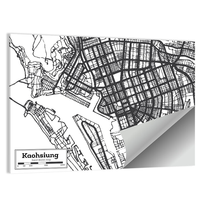 Kaohsiung Aerial Map Wall Art as a poster print