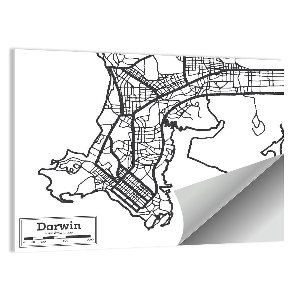 Darwin Minimalist City Map Wall Art