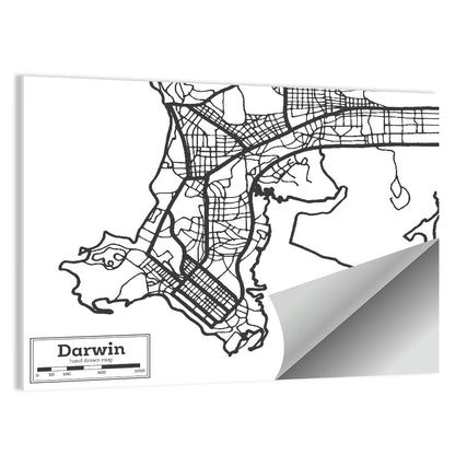 Darwin Minimalist City Map Wall Art