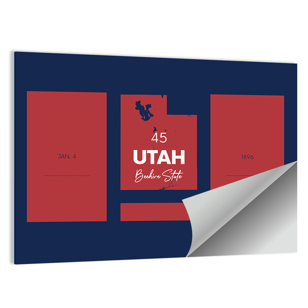 Utah State Map Graphic Wall Art