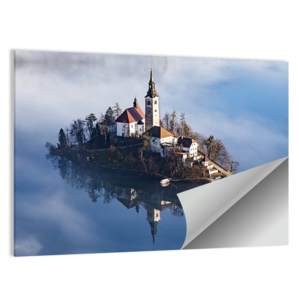 Lake Bled In Early Morning With Fog Wall Art