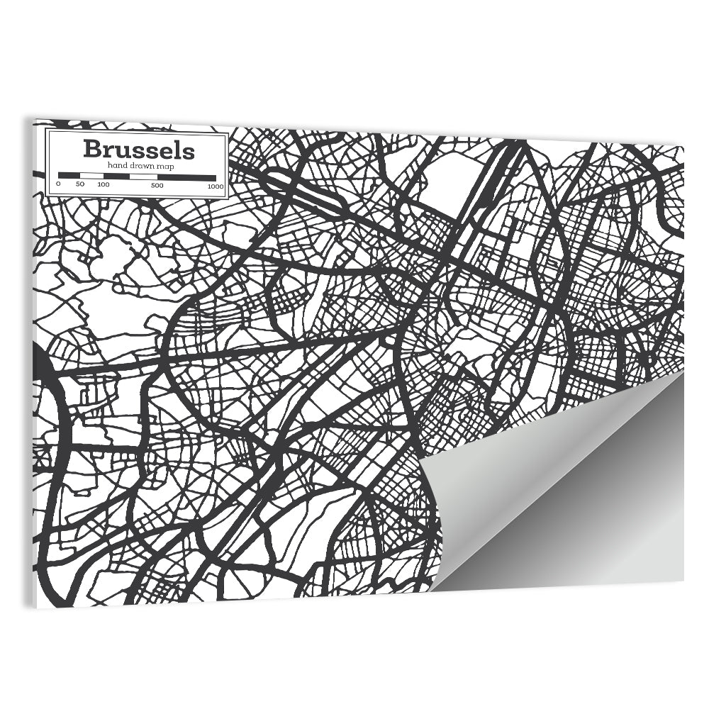 Brussels Hand Drawn City Map Wall Art