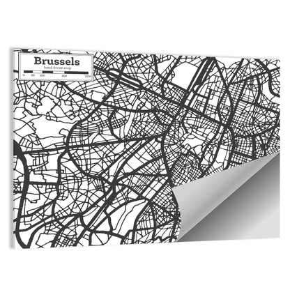 Brussels Hand Drawn City Map Wall Art