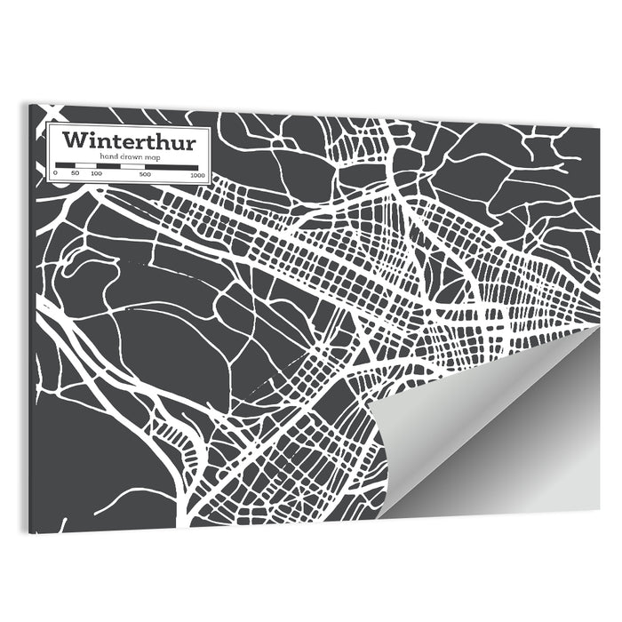 Winterthur Street Map Wall Art as a poster print