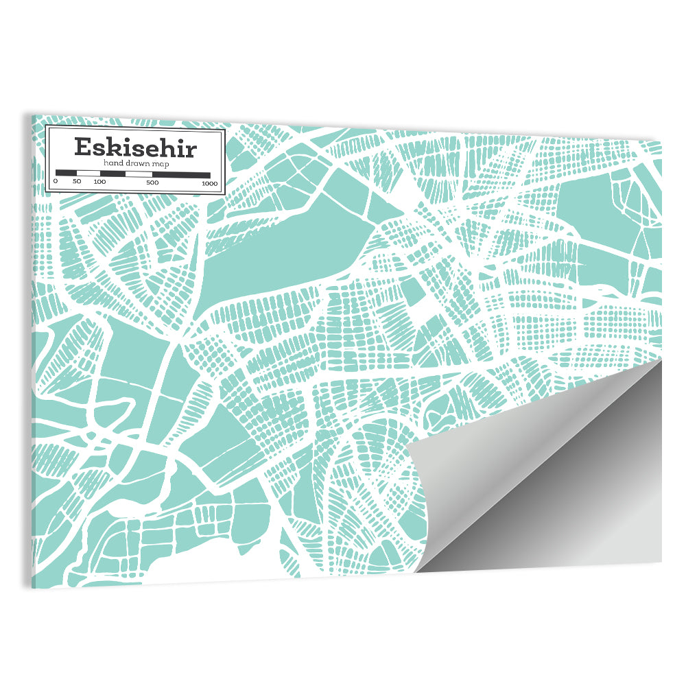Eskisehir Street Grid Map Wall Art