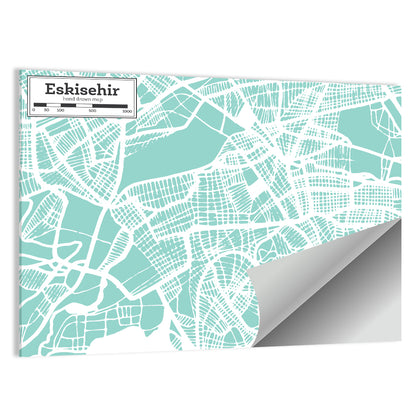 Eskisehir Street Grid Map Wall Art