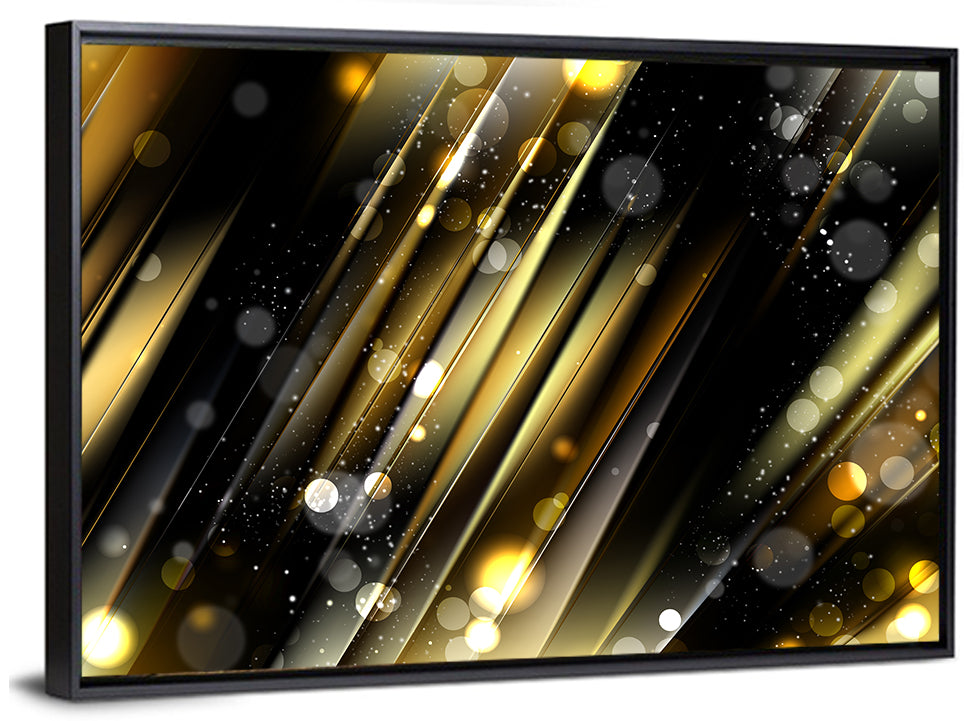 Black and Gold Diagonal Lights Wall Art