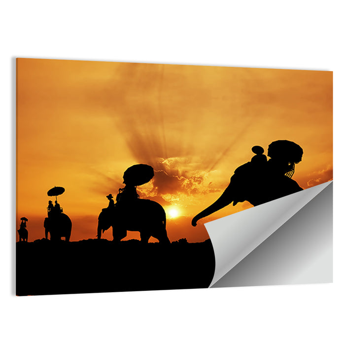 Thai Sunset Elephant Silhouette Wall Art as a poster print