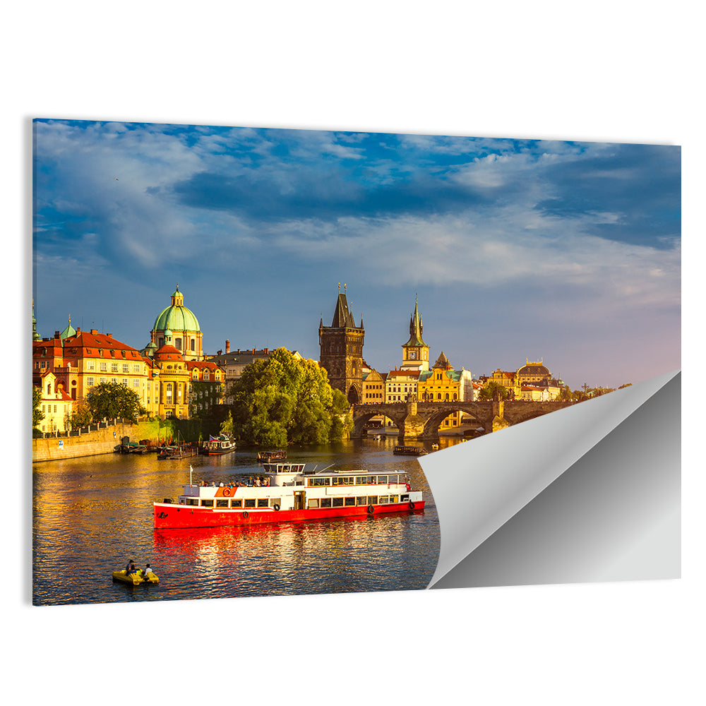 Charles Bridge at Golden Hour Wall Art