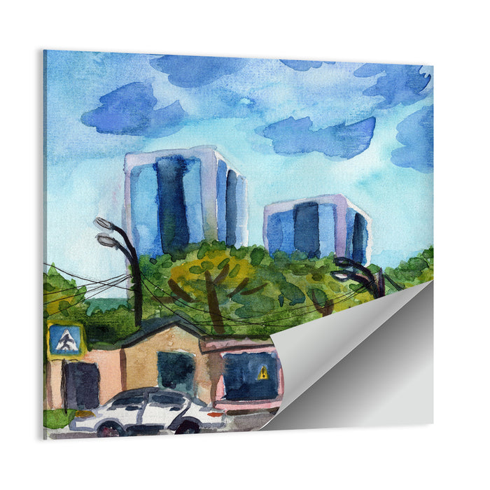 Business Center Sketch Wall Art as a poster print