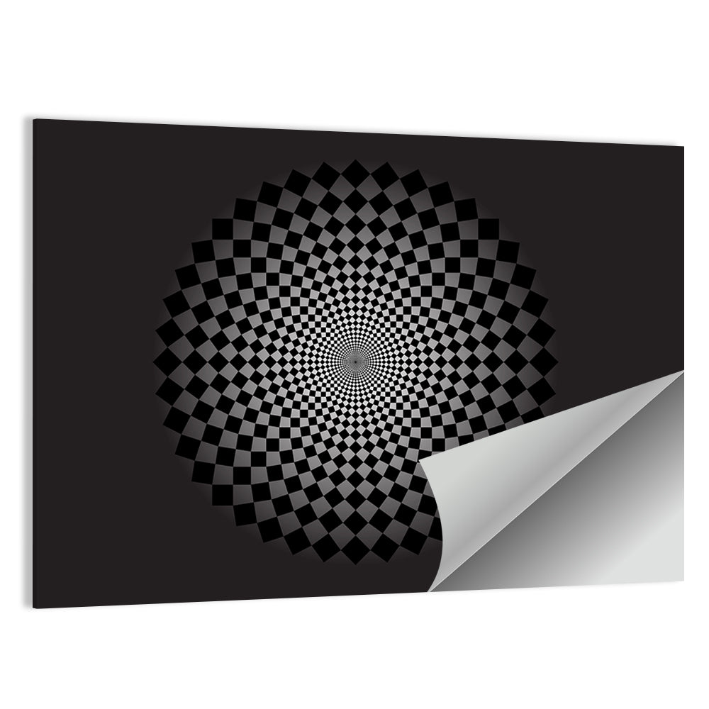 Monochrome Checkerboard Spiral Wall Art