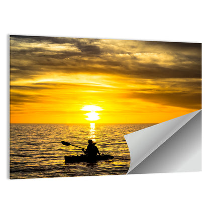 Kayaker at Golden Sunset Wall Art